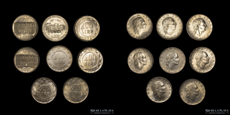 Italy. Lot x 7 pieces 200 Lire 1978(3), 79, 80, 89, 90(2). Bronzital; 24.0mm; 1....