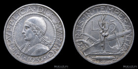 San Marino. 5 Lire 1935. KM9