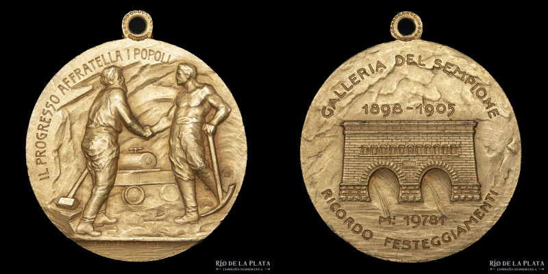 Italy. 1898-1905. Galleria del Sempione. Grabador: S. Johnson. Milan. Gilt; 34mm...