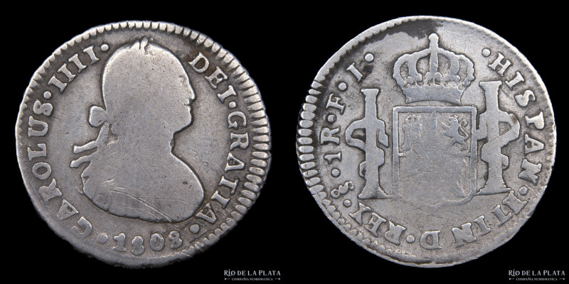 Santiago (Chile) Fernando VII (1808-1833) 1 Real 1808/7 FJ. Busto transicional d...