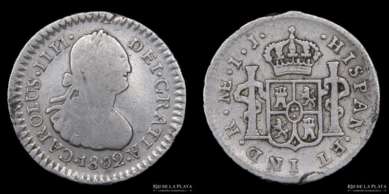 Lima (Perú) Carlos IV (1788-1808) 1/2 Real 1802 IJ. AG.896; 17mm; 1.68g KM93
Es...