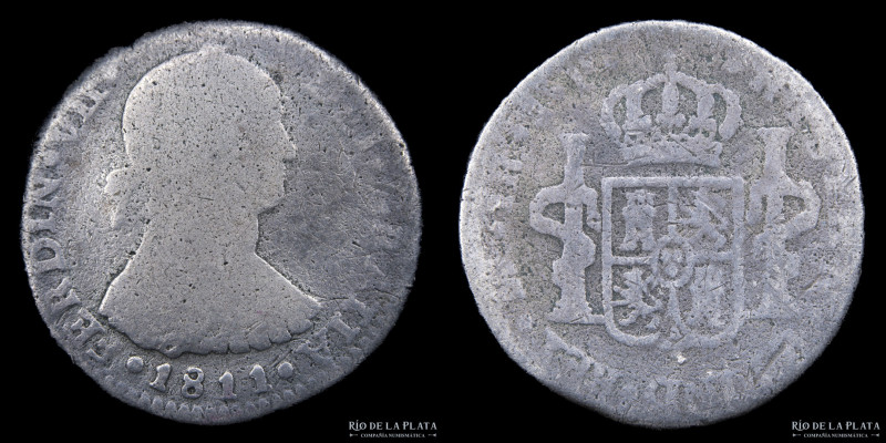 Lima (Perú) Fernando VII (1808-1833) 1 Real 1811 JP. Busto Indígena. El Rey se e...