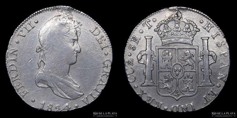 Cuzco (Perú) Fernando VII (1808-1833) 8 Reales 1824 T. AG.896; 38mm; 26.72g. KM1...