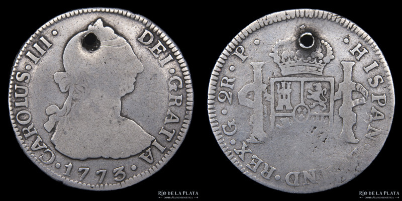Guatemala city (Guatemala) Carlos III (1759-1788) 2 Reales 1773 G RM. AG.903; 28...