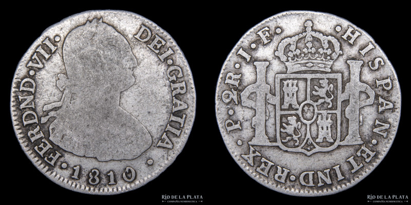Popayán (Colombia) Fernando VII (1808-1833) 2 Reales 1810 JF. AG.896; 27mm; 6.43...