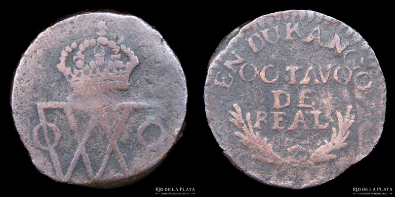 Durango (México) Fernando VII (1808-1833) 1/8 de Real 1814. México. CU; 23mm; 6....