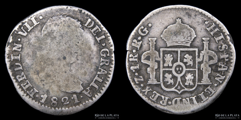 Zacatecas (México) Fernando VII (1808-1833) 1 Real 1821 RG. AG.903; 21.5mm; 3.21...