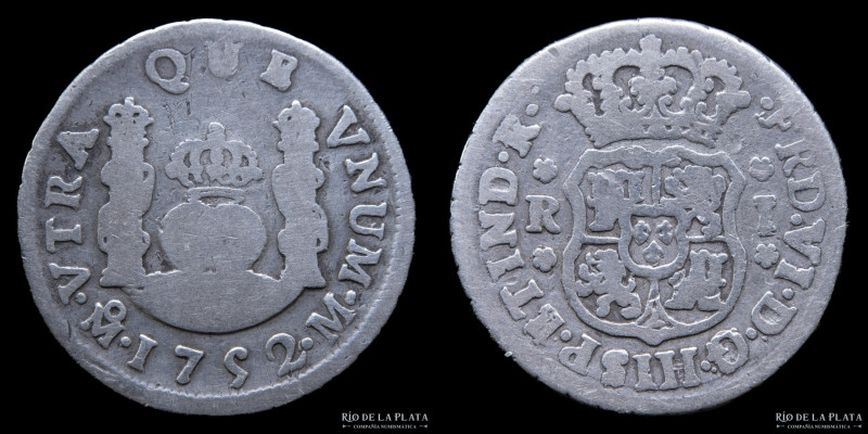 México. Fernando VI (1749-1759) 1 Real 1752 M. AG.917; 20.0mm; 3.10g. KM 76 (VF-...