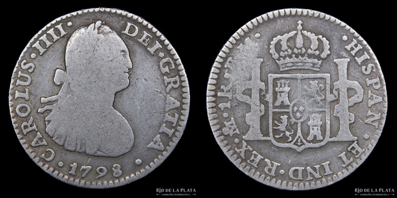 México. Carlos IV (1788-1808) 1 Real 1798 FM. AG.896; 20.0mm; 3.20g. KM 81 (VF-)...