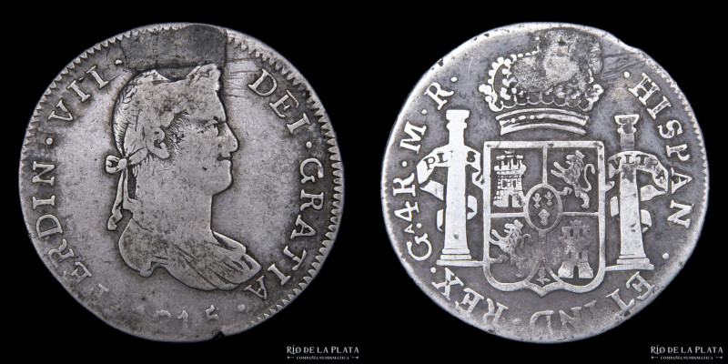 México. Fernando VII (1808-1833) 4 Reales 1815 MR Ceca Guadalajara (Escasa). AG....