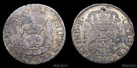 Potosi. Carlos III. 2 Reales 1767 JR Columnaria. CJ 60.1.1