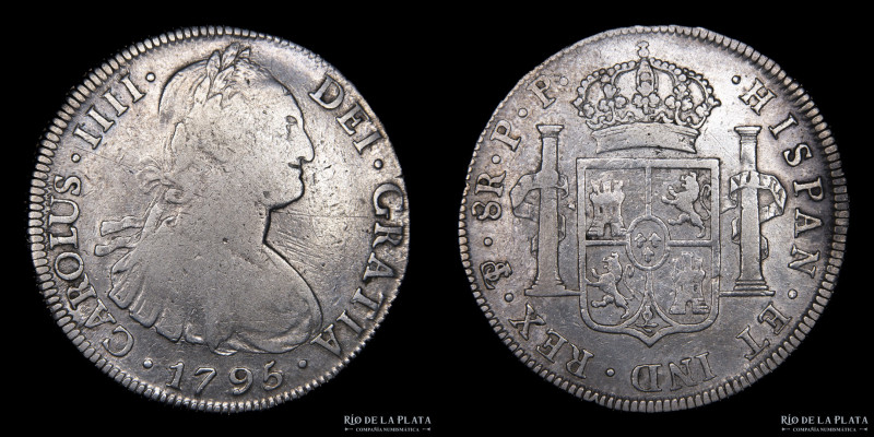 Potosí. Carlos IV (1788-1808) 8 Reales 1795 PP (Pedro Mazondo, Pedro Martin Albi...
