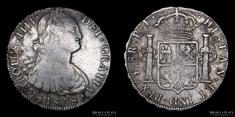 Potosí. Carlos IV (1788-1808) 8 Reales 1808 PJ (Pedro Martín Albizu, Juan Palomo...