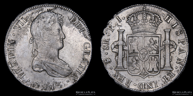 Potosí. Fernando VII (1808-1833) 8 Reales 1813 PJ (Pedro Martín Albizu, Juan Pal...