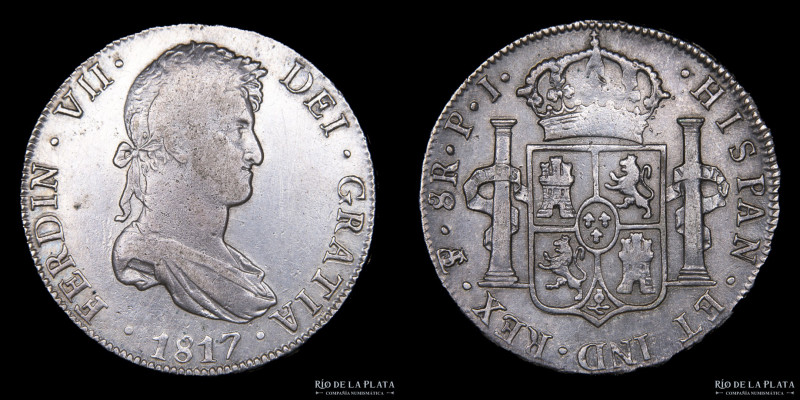 Potosí. Fernando VII (1808-1833) 8 Reales 1817 PJ. (Ensayadores Pedro Martín Alb...