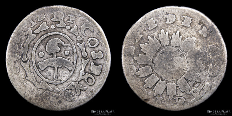 Argentina. Córdoba. 1 Real 1843 JPP. AG.750; 20mm; 3.28g. (A51-R1) CJ 42.3.2 (F)...