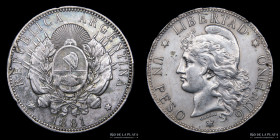 Argentina. 1 Peso 1881. Patacon. CJ 12