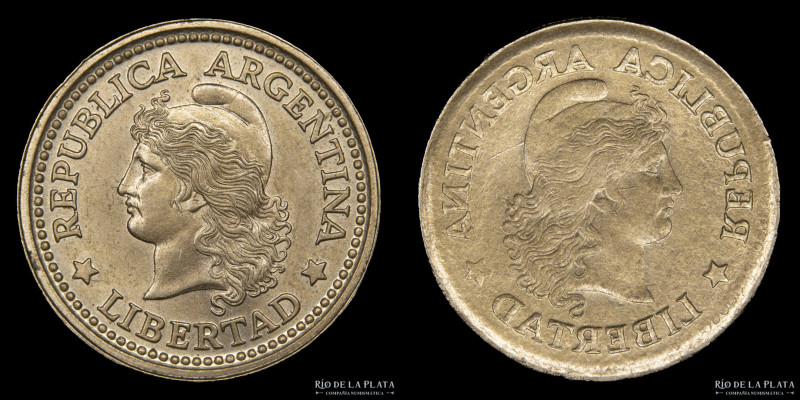 Argentina. Error. 20 Pesos ND1972-1976. Incusa. Latón; 21.0mm; 4.30g. (UNC)
Est...