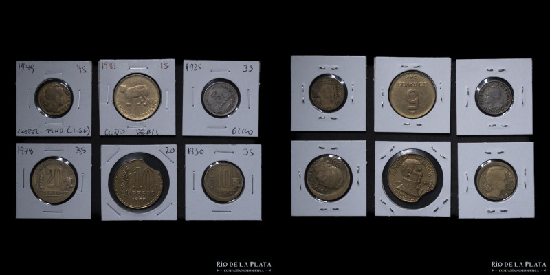 Argentina. Errores. Lote x6. Interesante grupo. Incluye capado, descentrado, cuñ...