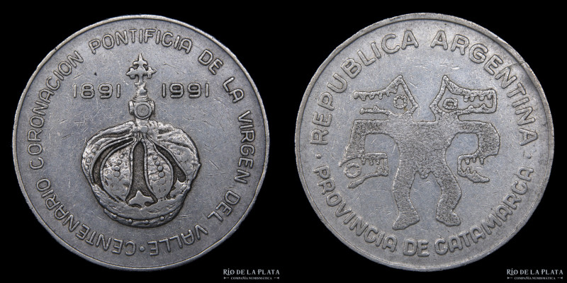Argentina. Catamarca. 1 Corona 1991. Medalla monetaria. AG.900; 30.0mm; 14.96g. ...
