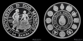 Argentina. Proof 25 Pesos 1997. La Zamba. CJ 10.2.1