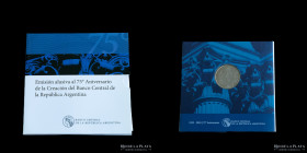 Argentina. Blister. 2 Pesos 2010. 75 Aniversario del BCRA