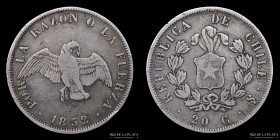 Chile. 20 Centavos 1852. KM125