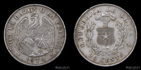 Chile. 20 Centavos 1874. KM138.1