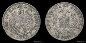 Chile. 20 Centavos 1893. KM138.4