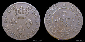 Guyana Francesa. 2 Sous 1789 A (Cayenne). KM1