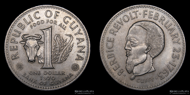 Guyana. 1 Dollar 1970. Cu-Ni; 35.5 mm; 19.1g. KM36 (XF+)
Estimate: USD 15-30