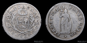 Peru. 1/2 Real 1837 TM. Estado Nor Peruano. KM154