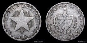 Cuba. 40 Centavos 1916. KM14.3