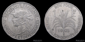 Guadalupe (Francia). 1 Franc 1903. KM46
