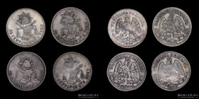 Mexico. 25 Centavos 1876 a 1884. Lote x4. A clasificar