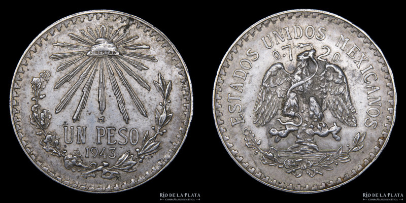 México. 1 Peso 1943. AG.720; 34.0mm; 16.7g; KM 455; (XF)
Estimate: USD 15-30
