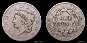 USA. 1 Cent 1837. Coronet Head Penny. KM45