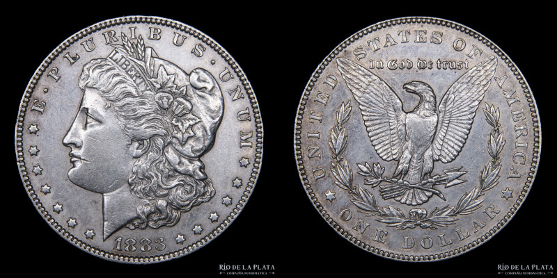 Estados Unidos. 1 Dollar "Morgan" 1883. AG.900, 38.1mm; 26.74g. KM 110 (XF)Rayit...