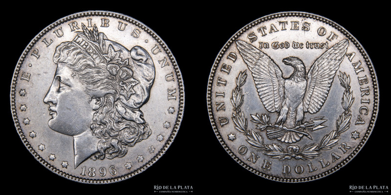 Estados Unidos. 1 Dollar "Morgan" 1896. AG.900, 38.1mm; 26.79g. KM 110 (XF) Limp...