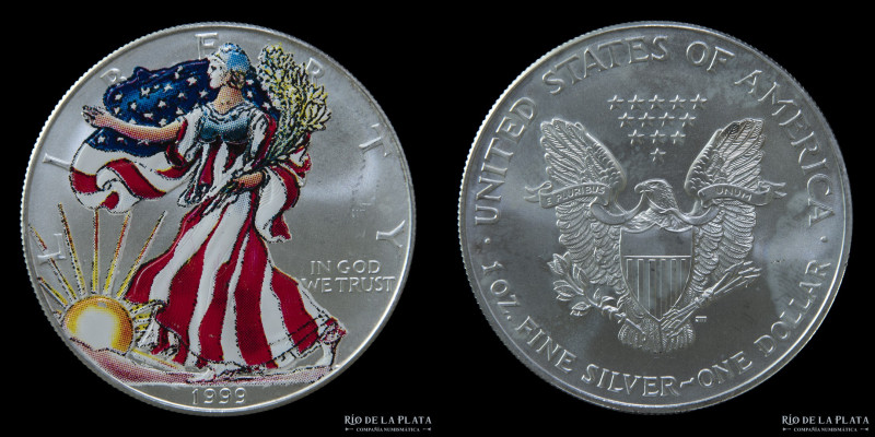 USA. 1 Dollar 1999. Silver Eagle. Esmaltado. AG.999; 40.6mm; 31.1g. KM273 (UNC) ...