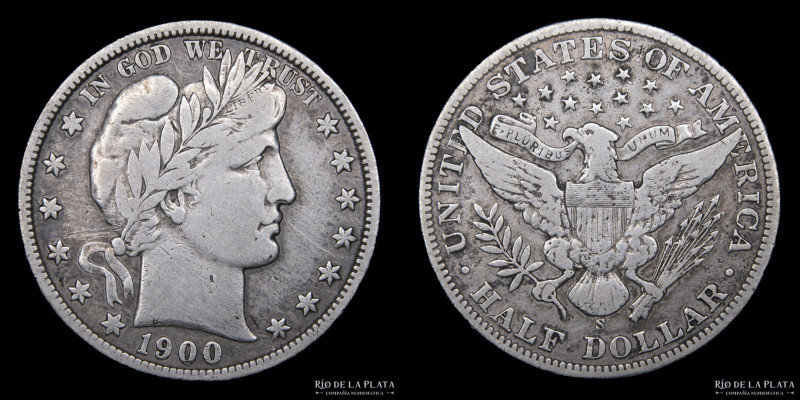Estados Unidos. 1/2 Dollar "Barber" 1900. AG.900; 30.6mm; 12.1g. KM116. (VF)
Es...