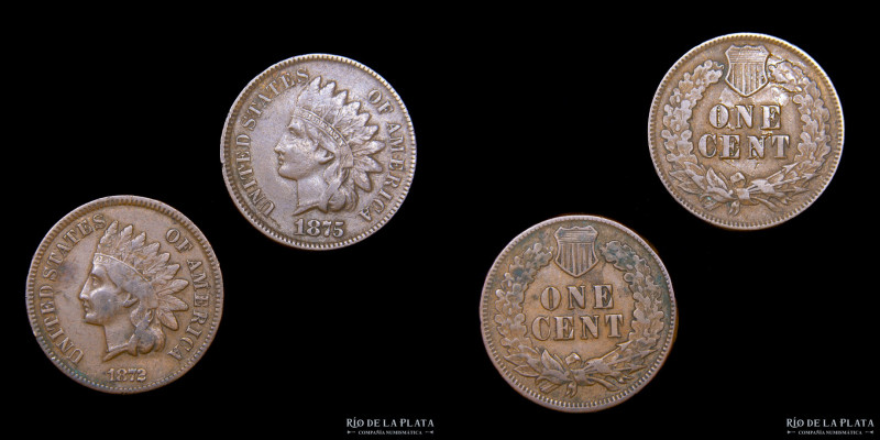 USA. 1 Cent 1872 y 1875. Indian head. KM90a. VF y VF+
Estimate: USD 20-40