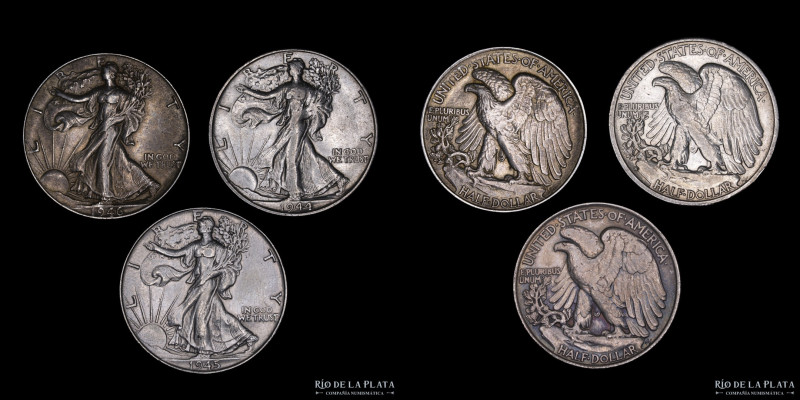 USA. Half Dollar. 1944 a 1946. Lote x3. A clasificar. 37.46g totales
Estimate: ...