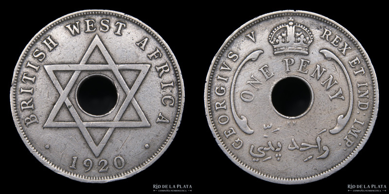British West Africa. George V (1910-1936) 1 Penny 1920 KN. Cu-Ni; 31.0mm; 9.42g....