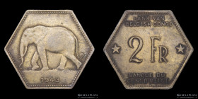 Congo Belga. 2 Francs 1943. KM25