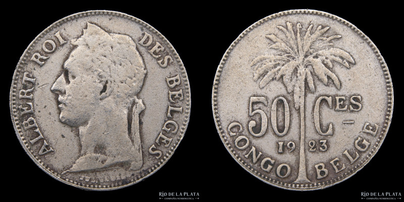 Congo Belga. Albert I (1909-1934) 50 Centimes 1923. Cu-Ni; 24mm; 6.46g. KM22 (VF...