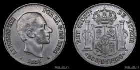 Filipinas. Alfonso XII. 50 Centesimos 1885. KM150