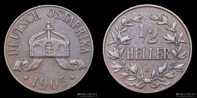 German East Africa. 1/2 Heller 1905J. KM6