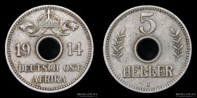 German East Africa. 5 Heller 1914J. KM13