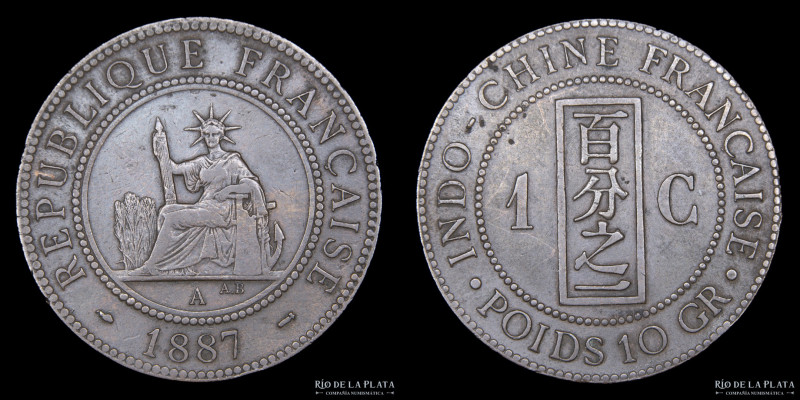 Indochina Francesa. 1 Centime 1887. Ceca de París. CU; 31mm; 10.00g. KM1 (VF+)
...